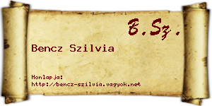 Bencz Szilvia névjegykártya